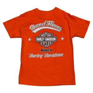 HARLEY DAVIDSON Munich Germany Orange Motorcycle Biker Tee Shirt Mens Medium